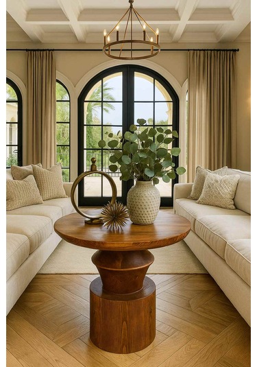 Modern Mantar Sehpa Meşe Renk Ahşap Orta Model Meşe Modern Mantar Sehpa Meşe Renk Ahşap Orta Model Meşe