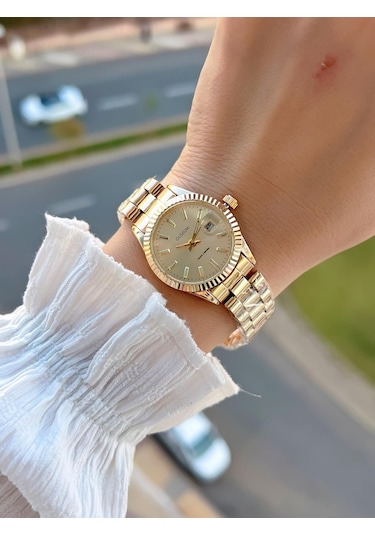 Coliseum Çelik Kordon Takvimli Kadran Özel Tasarım Vintage Seri Kadın Kol Saati+bileklik Ps.8341.m1 Sarı