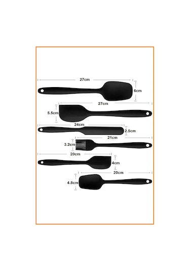 6 Adet Isıya Dayanıklı Yanmaz Yapışmaz Silikon Spatula Seti 6'l