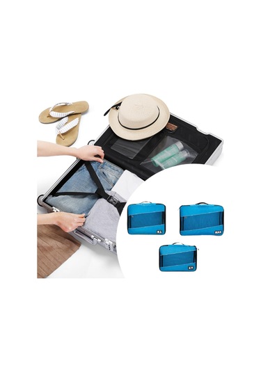 Suntek 3x Bagaj Ambalaj Organizatör Giyim Çorapları Için Mavi