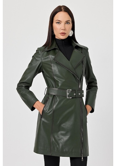 Rosana Yeşil Deri Mont Yeşil