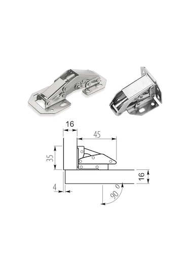 Tas Deliksiz Mobilya Dolap Menteşesi Galvaniz