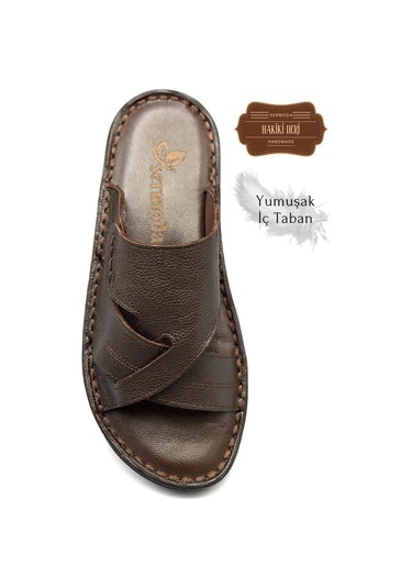 Hakiki Gerçek Deri Erkek Terlik Hafif Terlik Deri G Şır Kahve G Şır Kahve