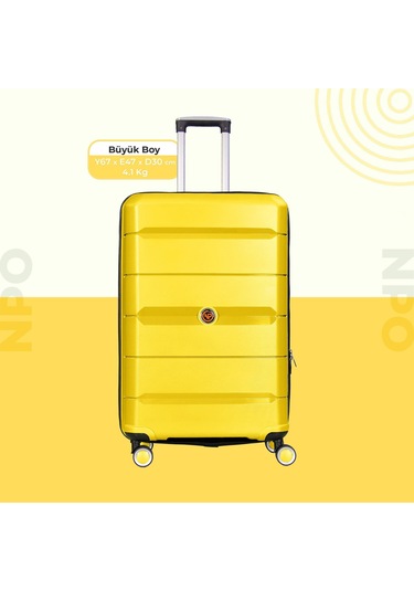 Npo Diamond Pp Polipropilen Büyük Boy Kırılmaz Valiz-sarı Sarı