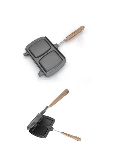 Ulzyvf Yapışmaz Alüminyum Alaşımlı Siyah Panini Ve Sandviç Tavası Yx Siyah