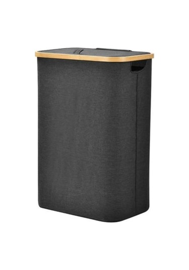 Novahub İnce Çamaşır Sepeti Kirli Çamaşır Sepeti Kapaklı Büyük Kapasiteli Saplı Tasarım Katlanabilir Çok Fonksiyonlu Çamaşır Sepeti Kutusu Siyah Siyah