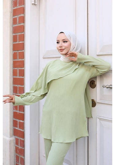 Misskayle Pelerin Detaylı Takım Mint Yeşili Mintyeşili