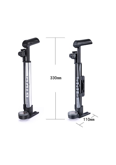 Reedark Alüminyum Mini Bisiklet Hava Pompası 120psı - Schrader/presta Valfler Uyumlu, Çevirkeli Basınç Göstergeli Siyah