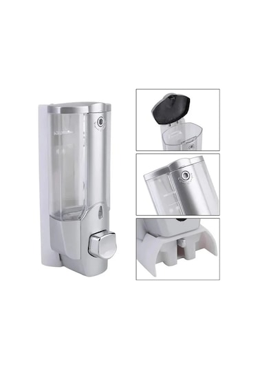 2 Kafa Gümüş-1/2 Adet 350ml Duvara Monte Şampuanlık Sabun Temizleyici Banyo Duş Jeli Deterjan Losyon Pompası Eylem El Ve Ev İçin