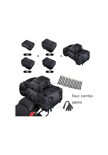 Rhinowalk Çok Fonksiyonlu Motosiklet Arka Koltuk Çantası Kombinasyonu Arka Raf Pannier, Renk: Siyah 30l Siyah