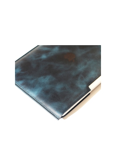 Kişiye Isme Özel Adonis Macbook Air Hakiki Deri Kılıf Mavi