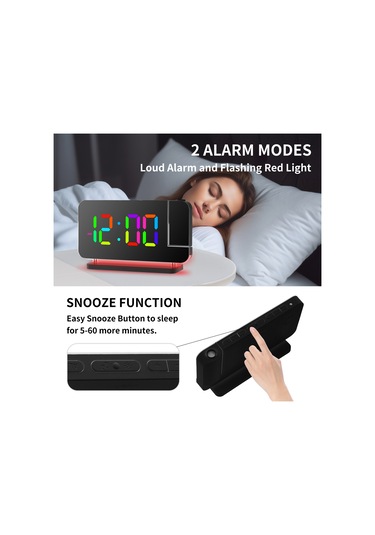 L6600b Rgb Renkli Led Elektronik Saat Renkli Gece Lambası Black Siyah