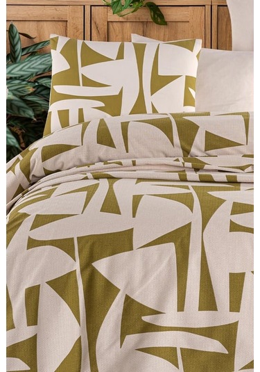 As Perde Cotton Life Çift Kişilik Pike Takımı Marvin Yeşil