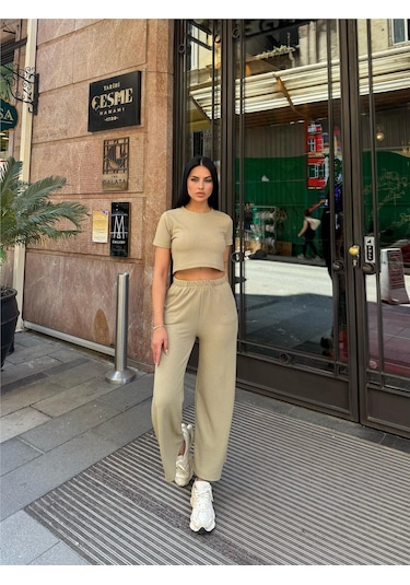 WeShaya Vizon Modal Esnek Kumaş Bisiklet Yaka Takım Vizon