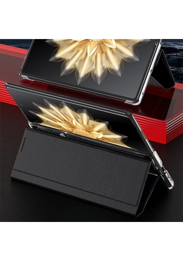 Butu Honor Magic V2 5g Görünüm Penceresi İş Telefonu Kılıfı Pu Deri Standı Kapak Çevirin