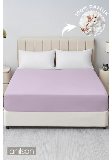 Düz Lila Lastikli Çarşaf %100 Pamuk Tek/çift Kişilik Ev, Otel Çarşafı,63 Tel Lila
