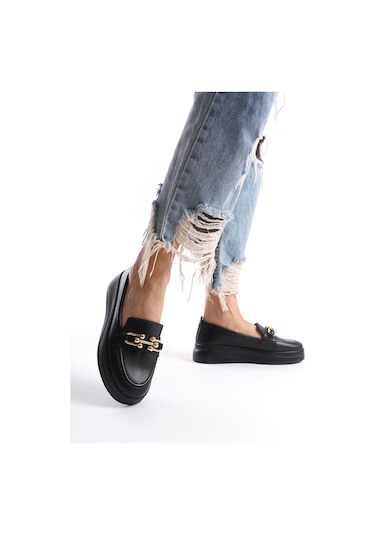 D602 Günlük Ortopedik Garantili Kadın Loafer Ayakkabı Siyah