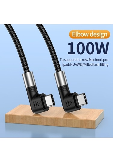 Moly İos Uyumlu 15 Serisi A9 0.5m Dirsek Açılı 5a 100w Hızlı-c Tip-c Naylon Örgülü 480mbps Veri Kablosu