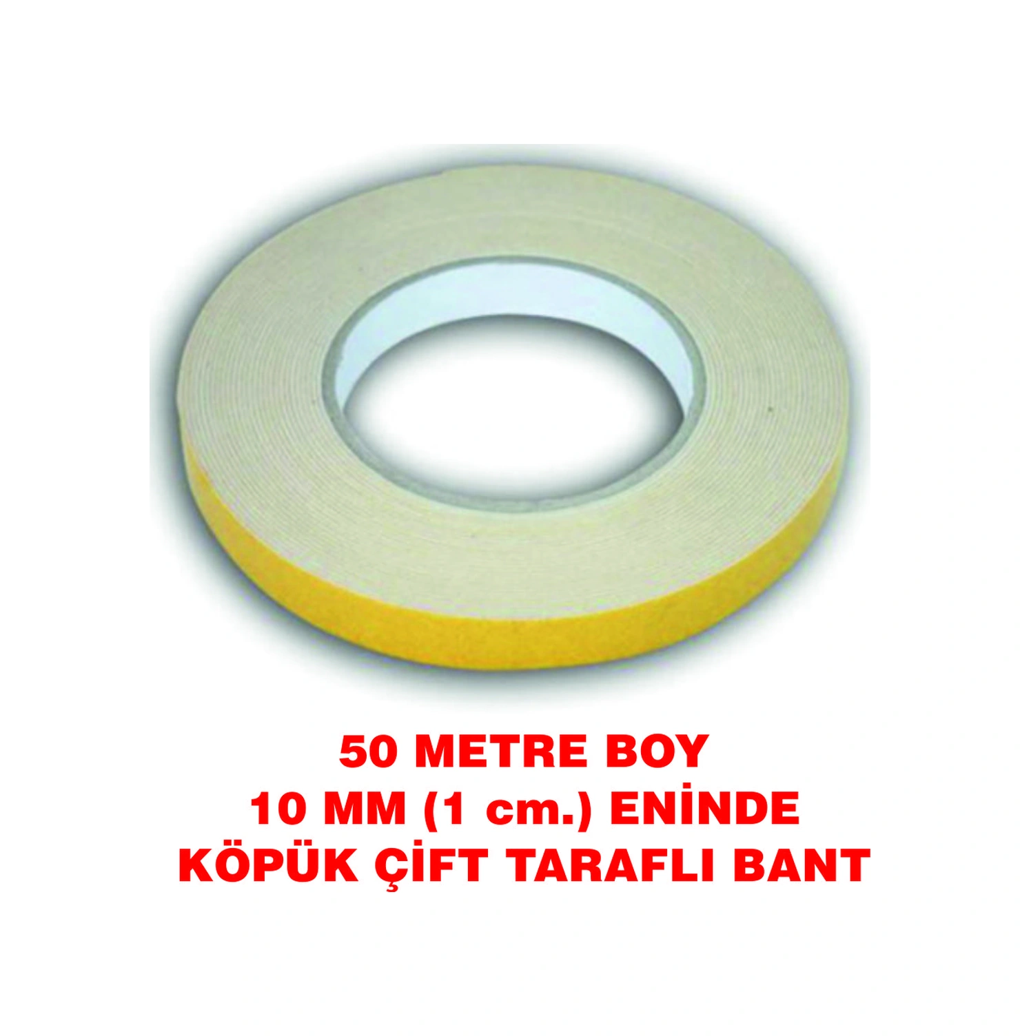 Çift Taraflı Köpük Bant 50 M. Uzunlukta 10 Mm Eninde