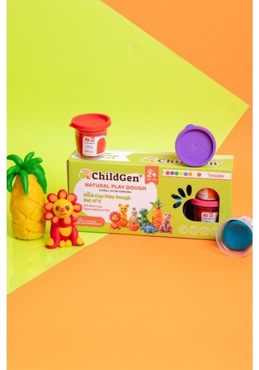Childgen Doğal Oyun Hamuru - Mini-cup- 8'li Set 8x65gr Mor