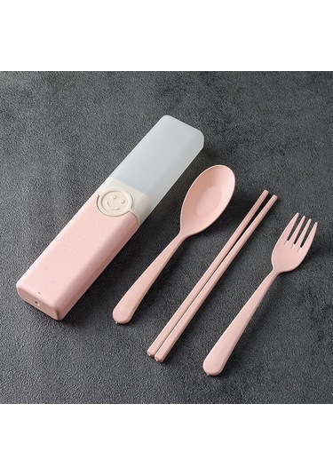 Sones 4'ü 1 Arada Taşınabilir Buğday Samanı Sofra Takımı Açık Hava Seyahat Saklama Sofra Takımı Kutusu, Stil: A Çubuklu