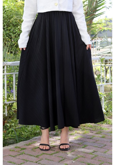 Beli Lastikli Süper Kloş Etek Siyah