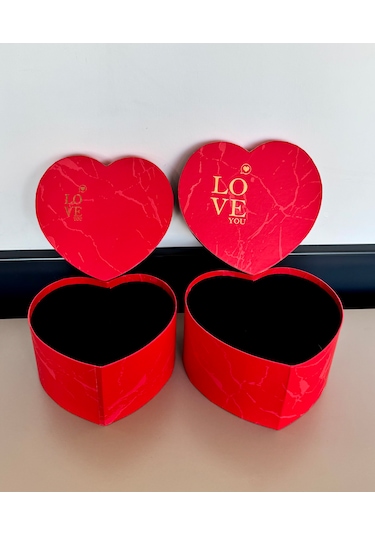 Sevgililer Günü Kalpli Love Kutu-2 Adet Kalpli Hediye Kutusu