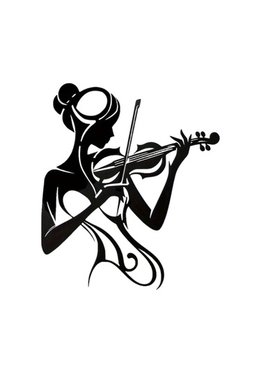 Homyl Kemancı Kadın Silüet Sanatı Duvar Askısı Banyo İçin 26x30cm