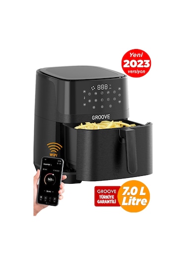 Groove Max XXL 7L 1800W WiFi Smart Airfryer Air Fryer Yağsız Sıcak Hava Fritözü Siyah