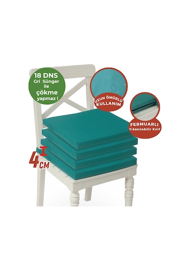 Xpermate 4'lü Sandalye Minderi Su İtici Kumaş 40 x 40 CM Turkuaz