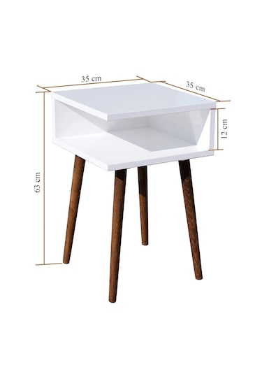 Ahşap Ayaklı Yan Sehpa Köşe Sehpa