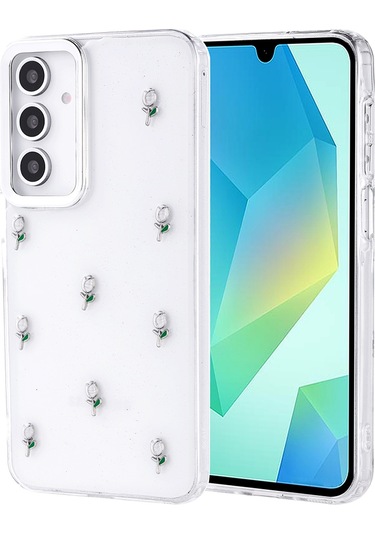 Mobilteam Galaxy Uyumlu A16 Kılıf Airbag Tasarımlı Simli Şeffaf Kutup Kapak - Lale Lale