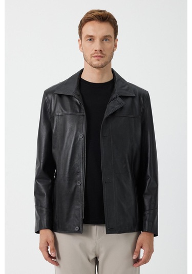 Advent Siyah Erkek Deri Mont 001