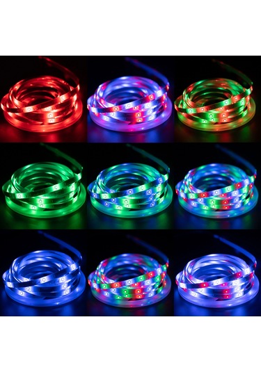 Kosona 2835 Tipi Usb Led Işık Şeridi, 16 Renkli Kumanda, Tv Arka Aydınlatma Seti 0.5m 30 Led Çok Renkli