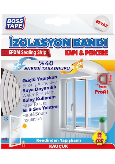 Boss Kapı Pencere Izolasyon Fitili - Bandı Beyaz