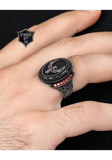 Anka Kuşu Figürlü 925 Ayar Gümüş Erkek Yüzüğü Gümüş