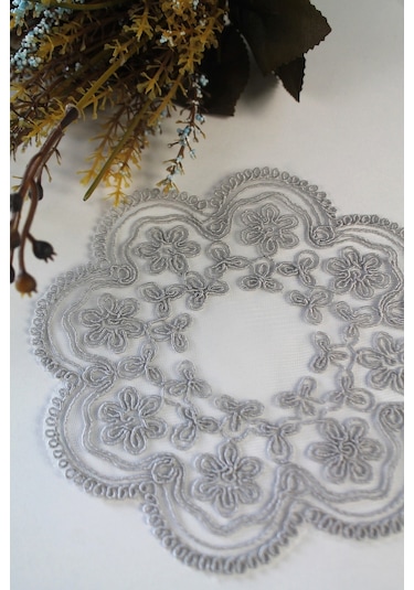 6 Adet Füme Sekizgen Modern Kırık Beyaz Bardak Altlığı & Kokteyl Beyaz