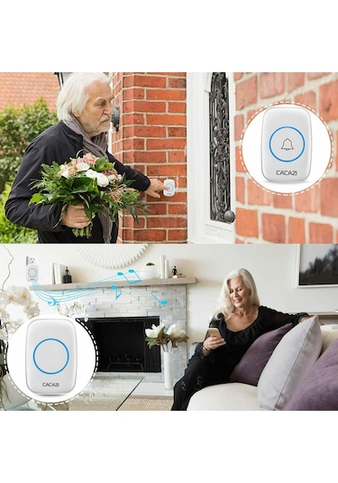 Cacazi Kablosuz Uzaktan Kumandalı Led Kapı Zili Siyah