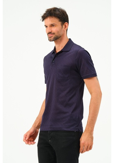 Classıc Kısa Kollu Mercerize Regular Erkek Polo Yaka Tshırt Lacivert