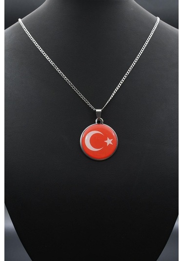 Ay Yıldızlı - Ay Yıldız Kolye Paslanmaz Çelik Zincir 902286 Gümüş