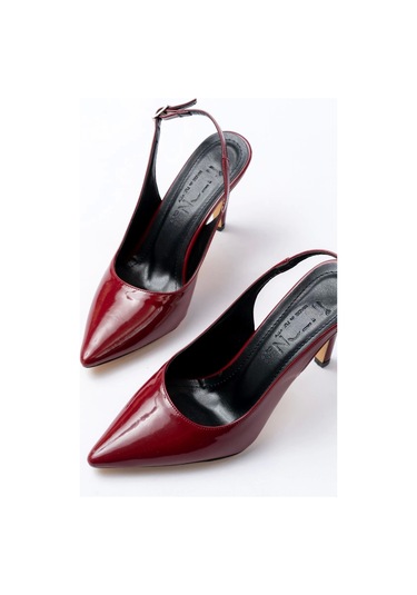 St-1153 Bordo Rugan Günlük Arkası Açık 9 Cm Topuklu Kadın Ayakkabı Bordo