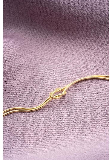 Nereze 925 Ayar Gümüş Gold Kaplama Düğüm Model Bileklik