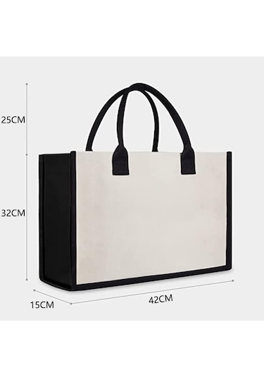 Tuval El Çantası Mektuplar Çiçek Taşınabilir Plaj Omuz Alışveriş Tote Çanta W A433 Siyah