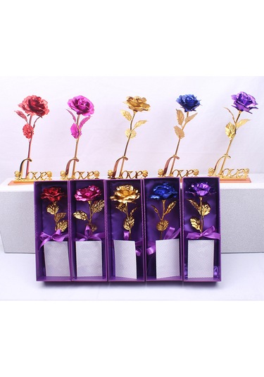 Wezone 24k Altın Varaklı Yapay Gül Seti: Hediye Kutusu Ve Çantası İle Romantik Dekorasyon