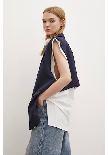 Never More Hakim Yaka Gömlekli Yelek Lacivert Lacivert