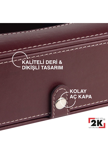 2k Suni Deri Peçetelik Mendil Kutusu 13 24 6 Cm. Bordo Bordo