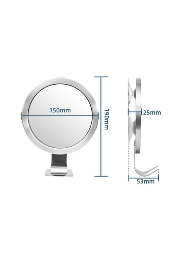 Vkemall Vantuzlu Buğu Önleyici Kancalı Tuvalet Aynası Delmesiz Banyo Duş Tıraş Makyaj Ay