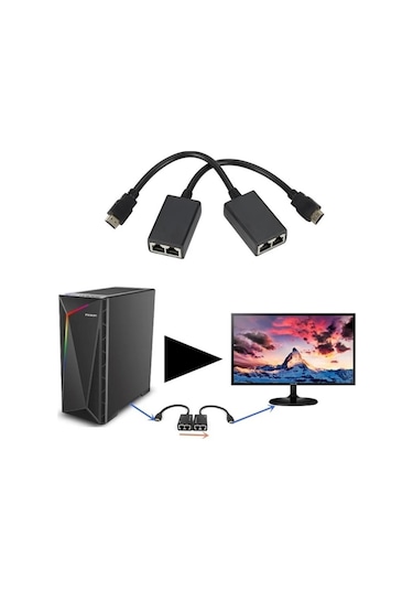 Hdmi Rj45 Cat5e 6 Extender Uzatıcı Uzatma Aparatı Adaptör