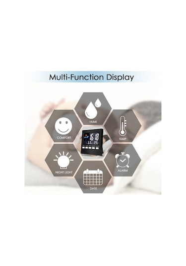 Ulzyvf Renkli Lcd Ekranlı Dijital Sıcaklık Nem Saati - Ev Kullanımı İçin Masaüstü Küçük Boyutlu