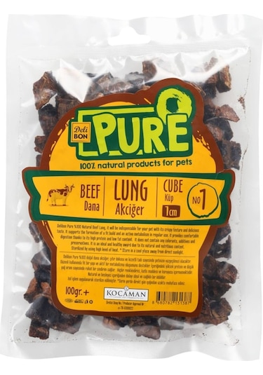 Delibon Pure 1 CM Köpek için Dana Kurutulmuş Akciğer 100 G